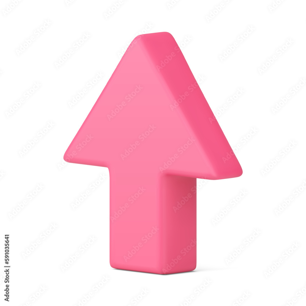 Poster arrow up upward direction pointer increase movement progress growth 3d icon realistic vector