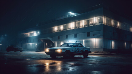 Obraz na płótnie Canvas Police car in police department. Generative Ai