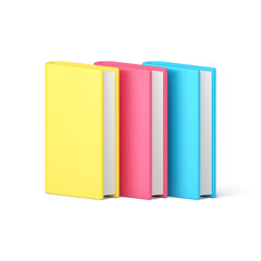 Book stack paper literature educational reading study information heap 3d icon realistic vector