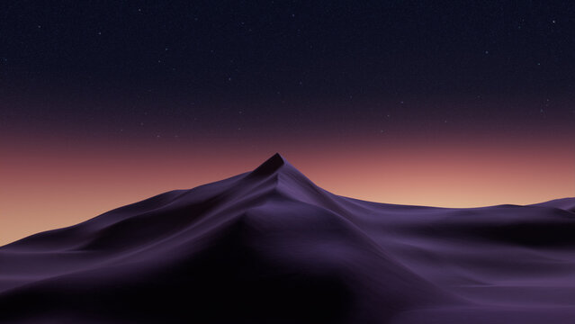 Desert Landscape with Sand Dunes and Warm Gradient Starry Sky. Peaceful Contemporary Wallpaper. - Powered by Adobe