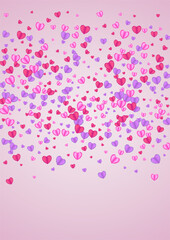 Fond Heart Background Pink Vector. Wallpaper Texture Confetti. Pinkish Folded Backdrop. Lilac Confetti Paper Illustration. Red Volume Pattern.