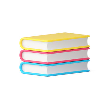 Book literature stacked pile paper cover education literary read 3d icon realistic vector
