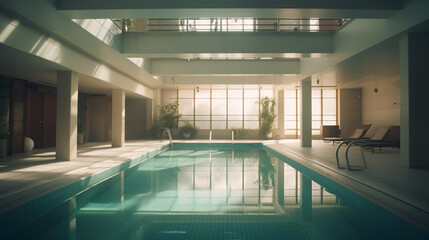 Swimming pool in luxury hotel. Generative Ai