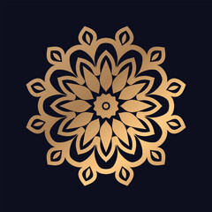 Golden luxury Round gradient mandala with floral patterns isolated background