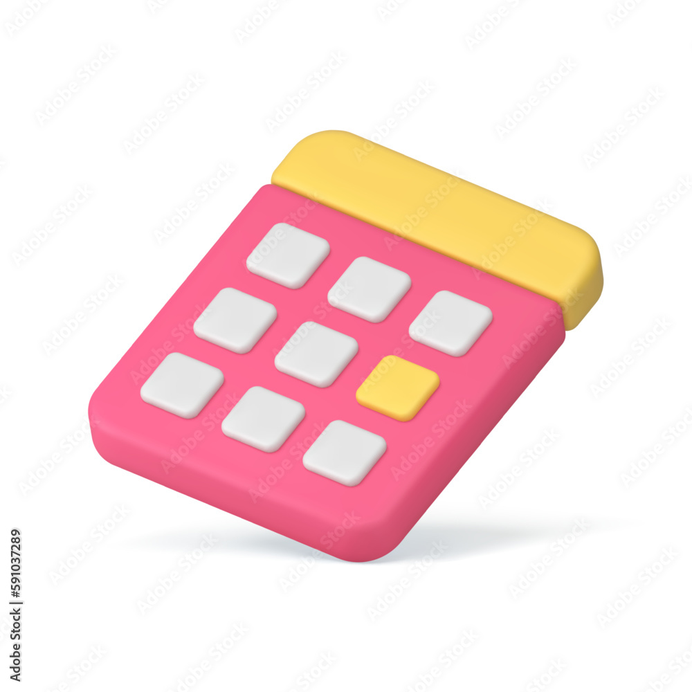 Poster calendar schedule with marked date important event reminder 3d icon realistic vector illustration