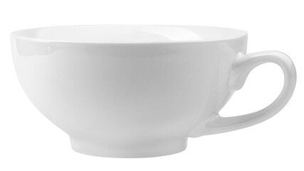 empty cup with plate, isolated on white background, clipping path, full depth of field
