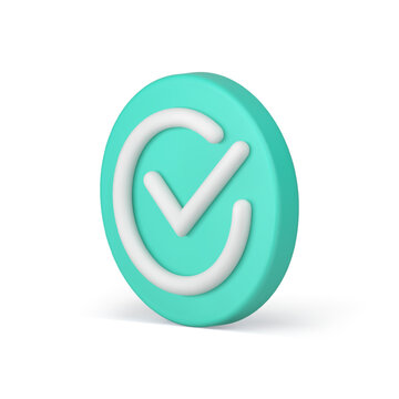 Checkmark Green Circle Button Done Correct Choice Confirmation Isometric 3d Icon Realistic Vector