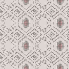 Japanese Embroidery Diamond Hexagon Vector Seamless Pattern