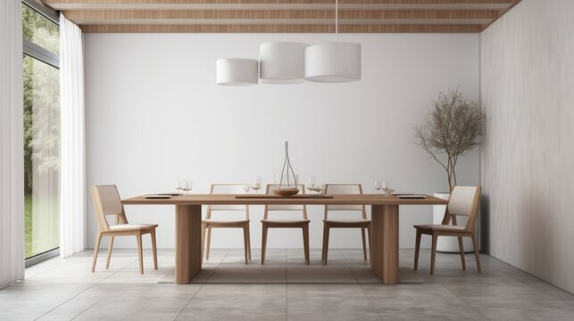 Minimal Dining room Background. Contemporary Interior Design. Generative AI.