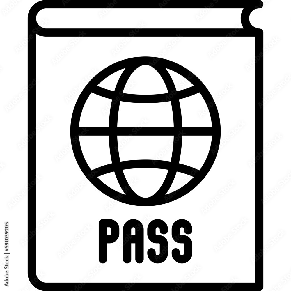 Poster passport with globe thin line icon. modern vector illustration of identification document.