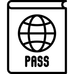 Passport with globe thin line icon. Modern vector illustration of identification document.