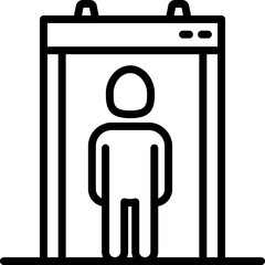 Customs inspection thin line icon, checkpoint in airport. Passenger scanner. Vector illustration.