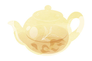 Watercolor herbal teapot