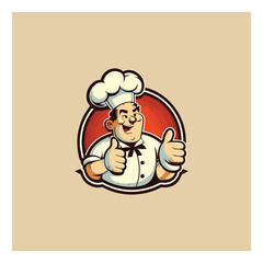 Chef gave a thumbs up. Vector logo illustration. cartoon