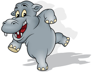 Gray Dancing Hippo on Hind Legs