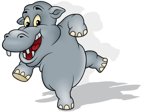 Gray Dancing Hippo on Hind Legs