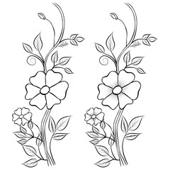 Free Vector line art and hand drawing flower art black and white flat design simple flower