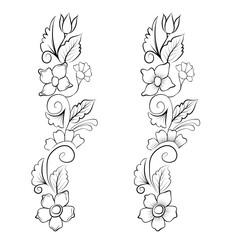 Free Vector line art and hand drawing flower art black and white flat design simple flower