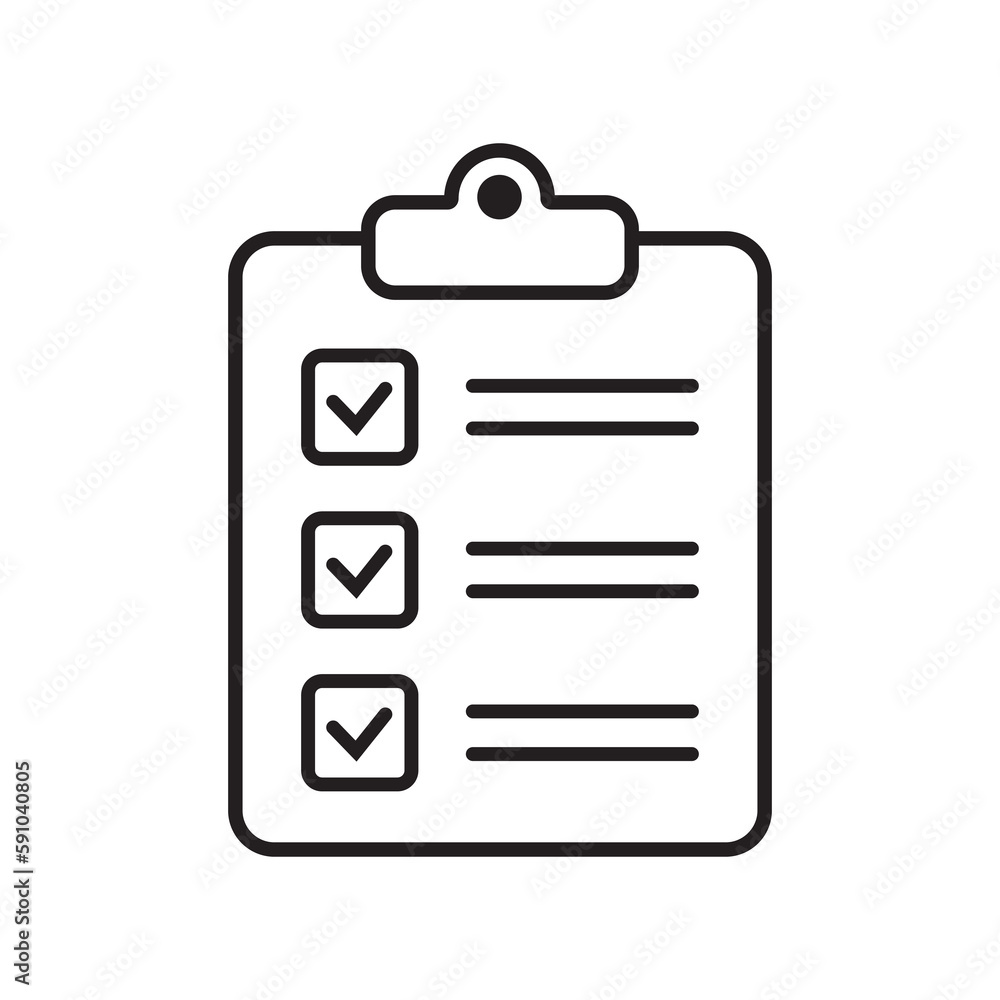 Aufkleber clipboard and checklist icon. project management, questionnaire line icon. to do list vector icon fo
