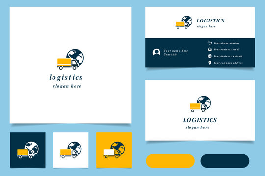 Logistics Logo Design With Editable Slogan. Branding Book And Business Card Template.