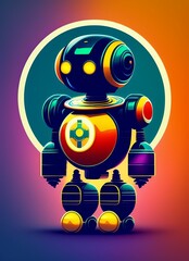 Obraz premium modern cartoon mascot robot, logotype robot icon generative ai