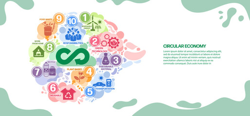 circular economy icon. The concept of eternity, endless and unlimited, circular economy for future growth of business and environment sustainable with flat design, vector illustrator.