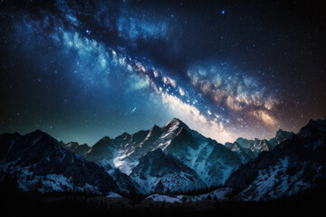 Fototapeta na wymiar Galaxy view from the mountains - generative ai