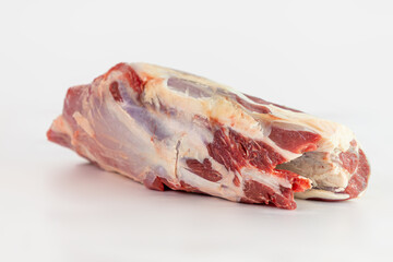 Rolled beef shank on white background