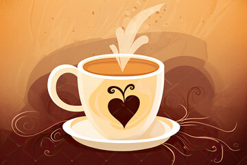 Obraz premium Coffee Shop Cafe Mug Espresso - Earth Tones - Generative ai