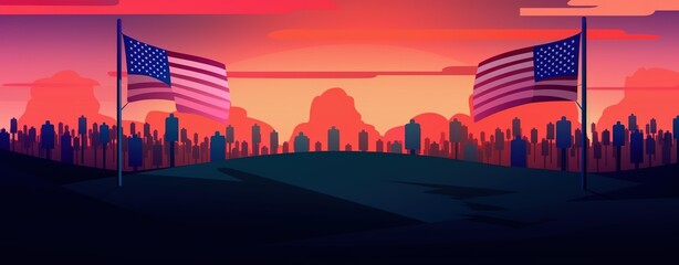 Obraz premium USA flags background, National holidays, Flag Day, Veterans Day, Memorial Day, Independence Day, and Patriot Day background. Generative AI