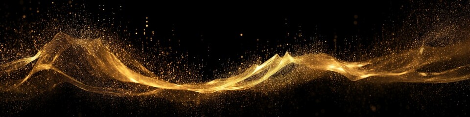 golden sand particles splashing in air on black background, Generative AI