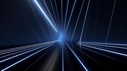 A black background with lines and neon lights abstract light background. Generative AI