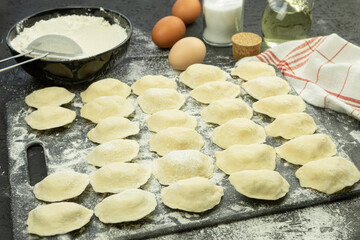 The process of making dumplings from dough