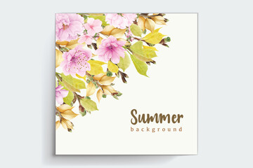 autumn and summer cherry blossom invitation card