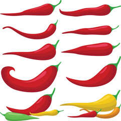 Set of chili peppers vector