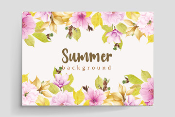 autumn and summer cherry blossom invitation card