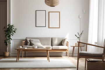 Naklejka na ściany i meble Less is More: A Blank Frame on a White Background