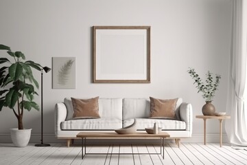 The Art of Minimalism: A Neutral Chair and Blank Frame in Perfect Harmony