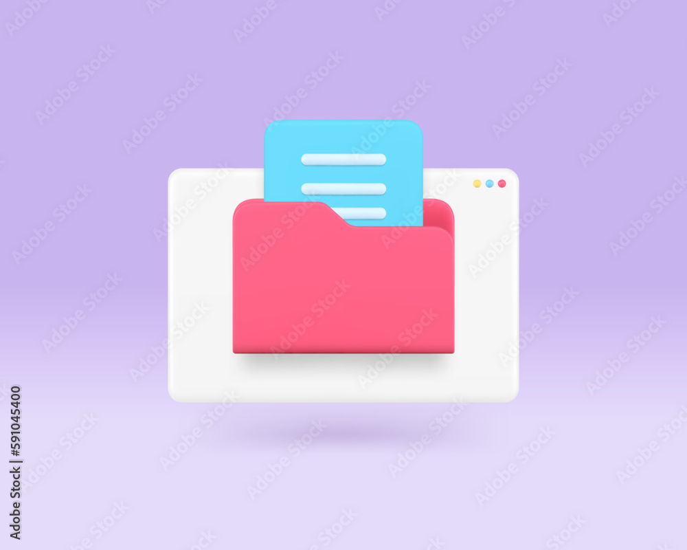 Poster file folder info cloud storage organization internet archive data management 3d icon vector
