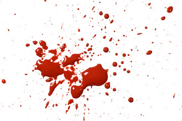 Blood splatter, drops isolated on white