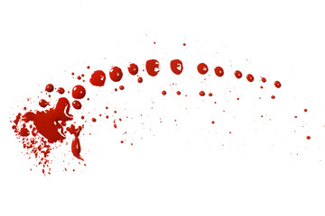 Blood drops, splatter or puddle isolated on white