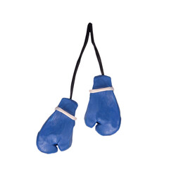 Plasticine Hanging boxing gloves isolated on white background