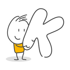 Stick figures. Alphabet. Isolated on white background. Hand drawn Doodle Line Art Cartoon Design character.