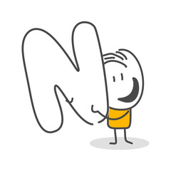 Stick figures. Alphabet. Isolated on white background. Hand drawn Doodle Line Art Cartoon Design character.