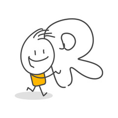 Stick figures. Alphabet. Isolated on white background. Hand drawn Doodle Line Art Cartoon Design character.