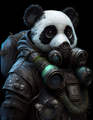 Cyberpunk panda realistic AI generated