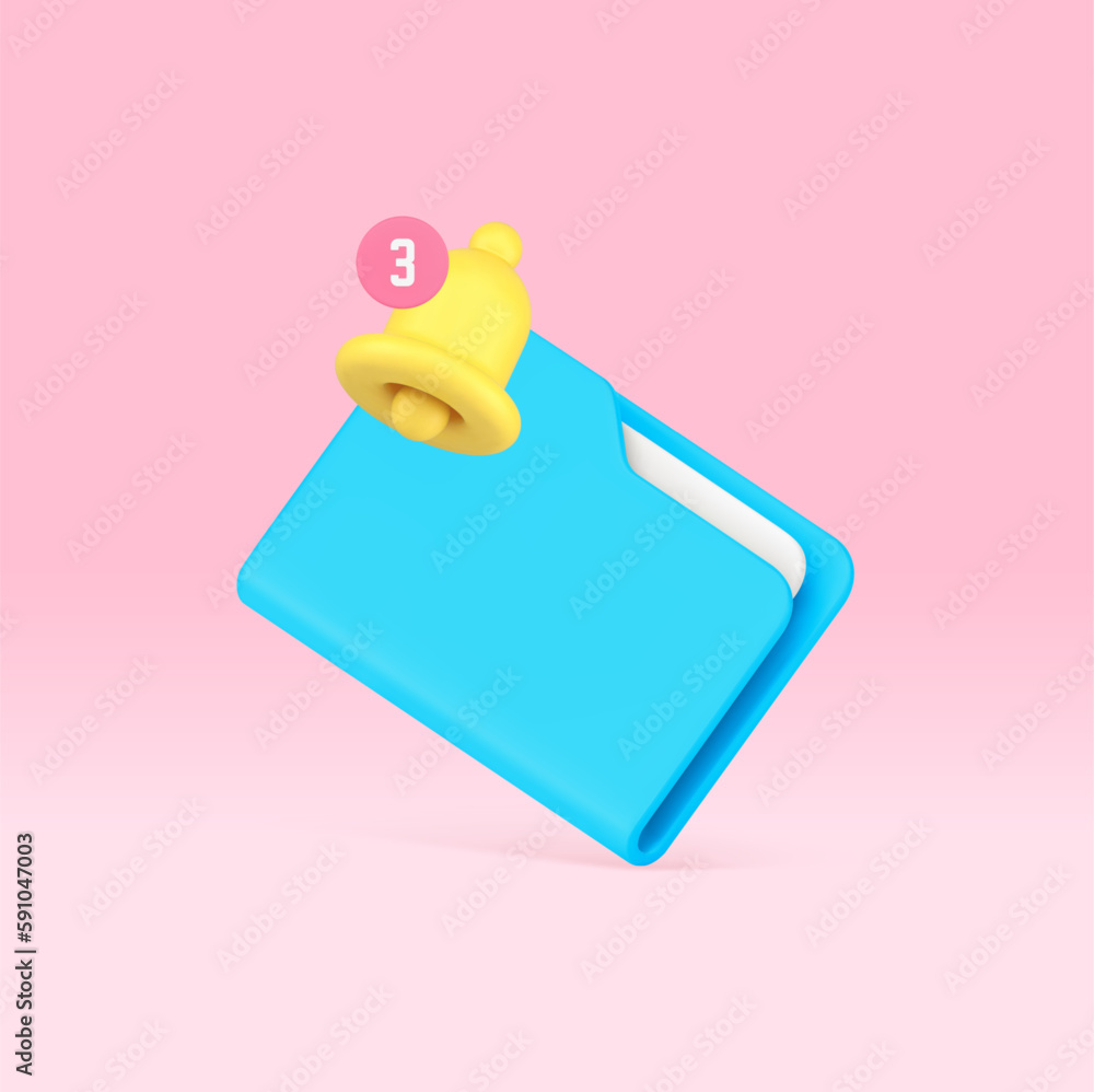 Poster incoming email document folder notification new mail message correspondence 3d icon realistic vector
