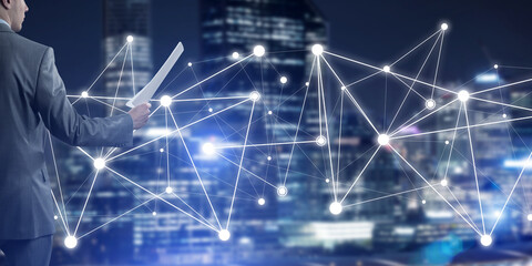 Concept of modern business networking that connect and cooperate people