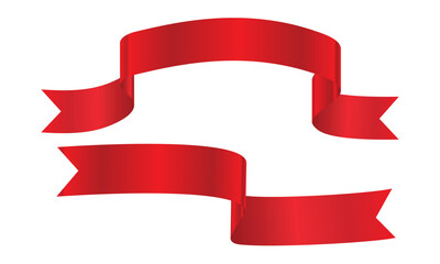 Decorative red ribbon banners set isolated on a white background