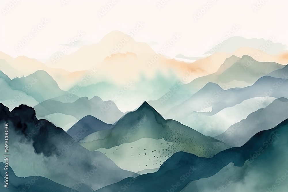 Poster abstract background of mountains in a green shade.beautiful, minimalistic print for your decor for p